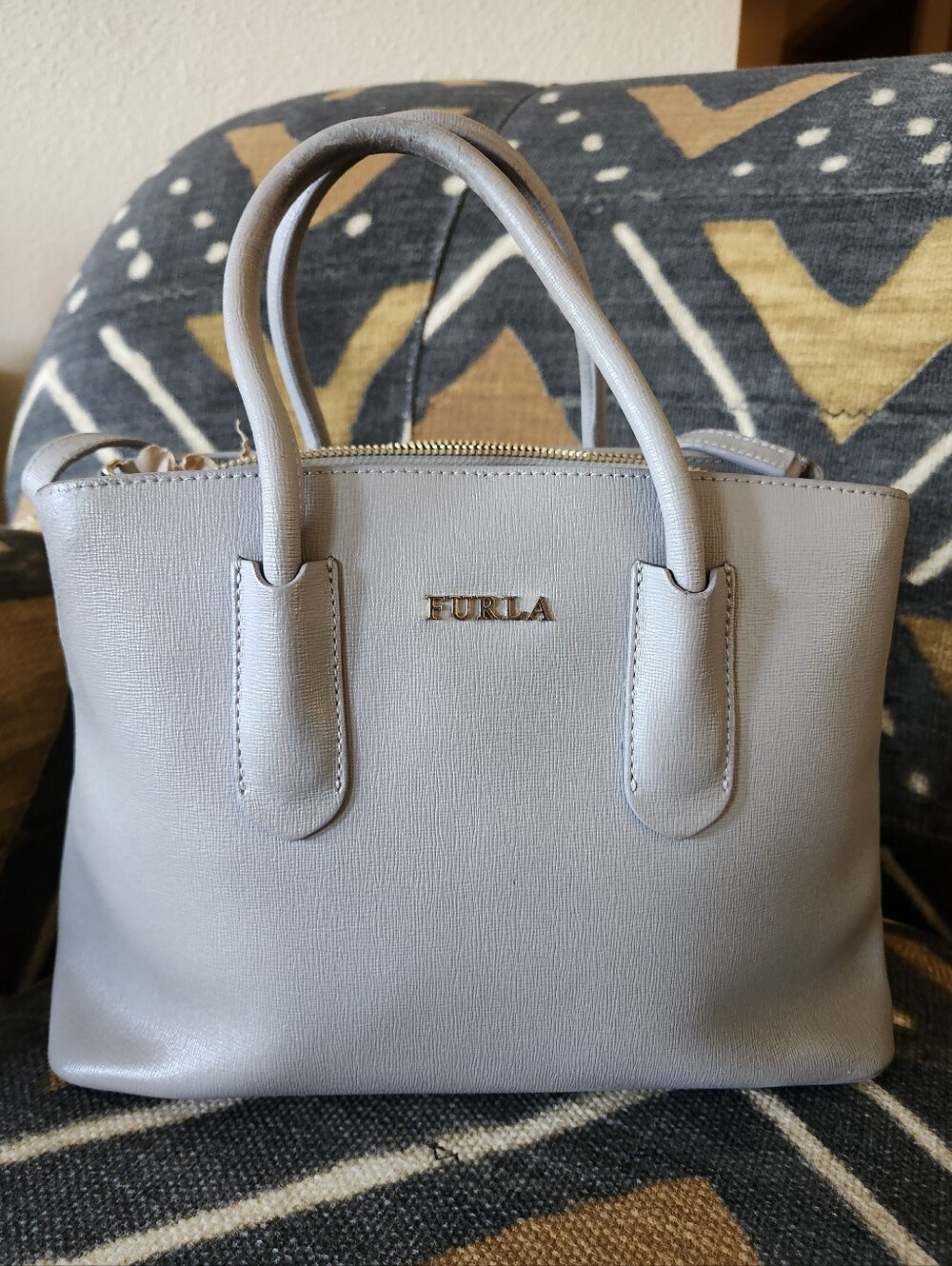Sale🥳 Furla Mini Crossbody Satchel Bag - Light Grey Saffiano Leather - Picture 2 of 11